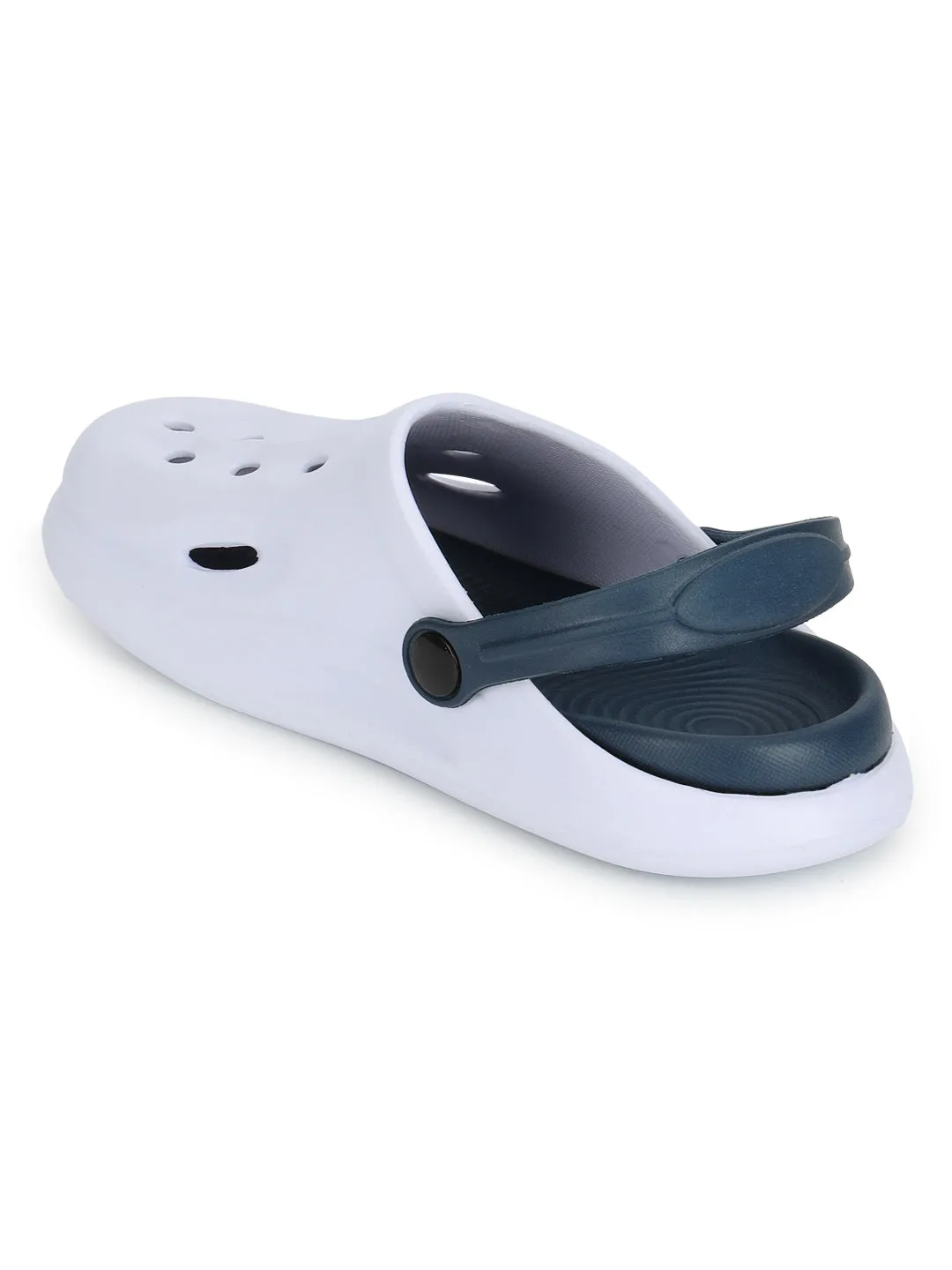White Blue Stylish Slip-On Clogs For Kids-Unisex (TC-LCLOG3-WHTBLU)