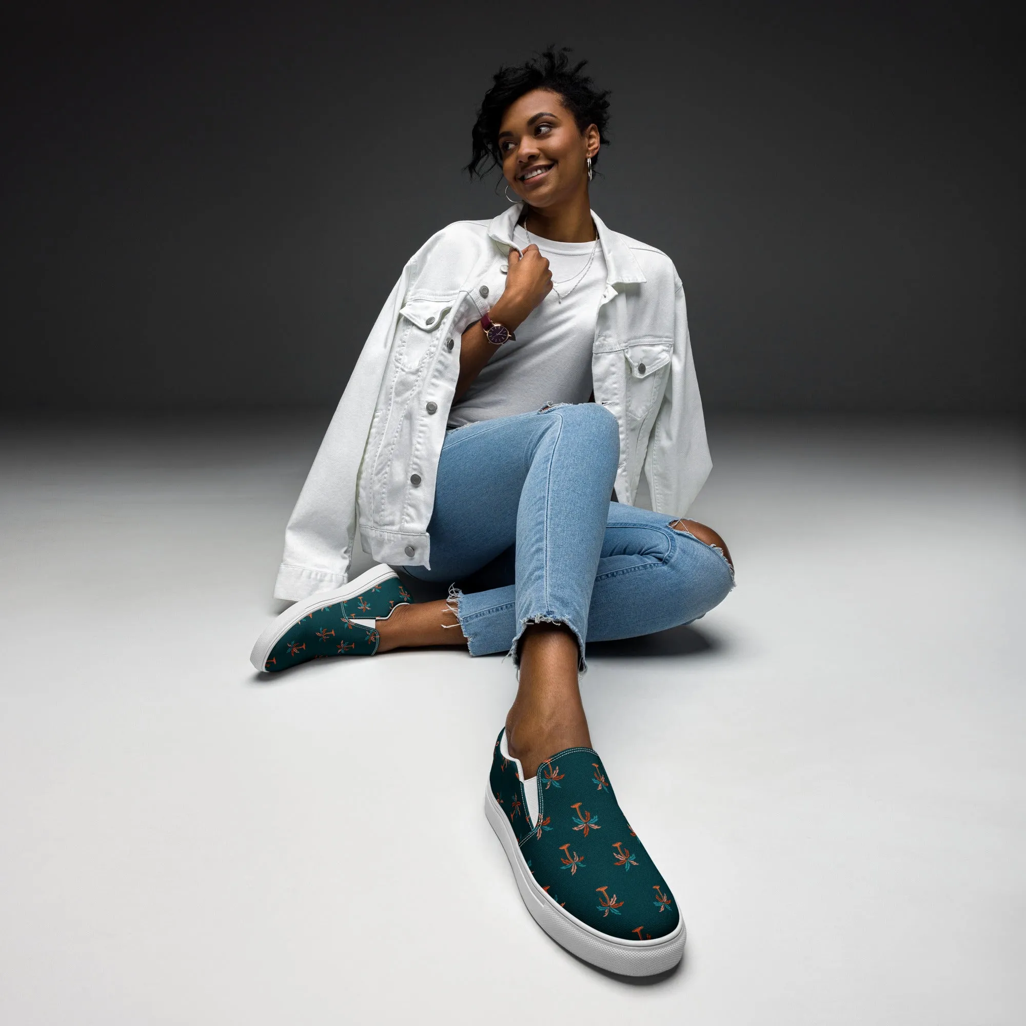 Women’s slip-on canvas shoes with Palm Trees Design, Women's casual summer shoes