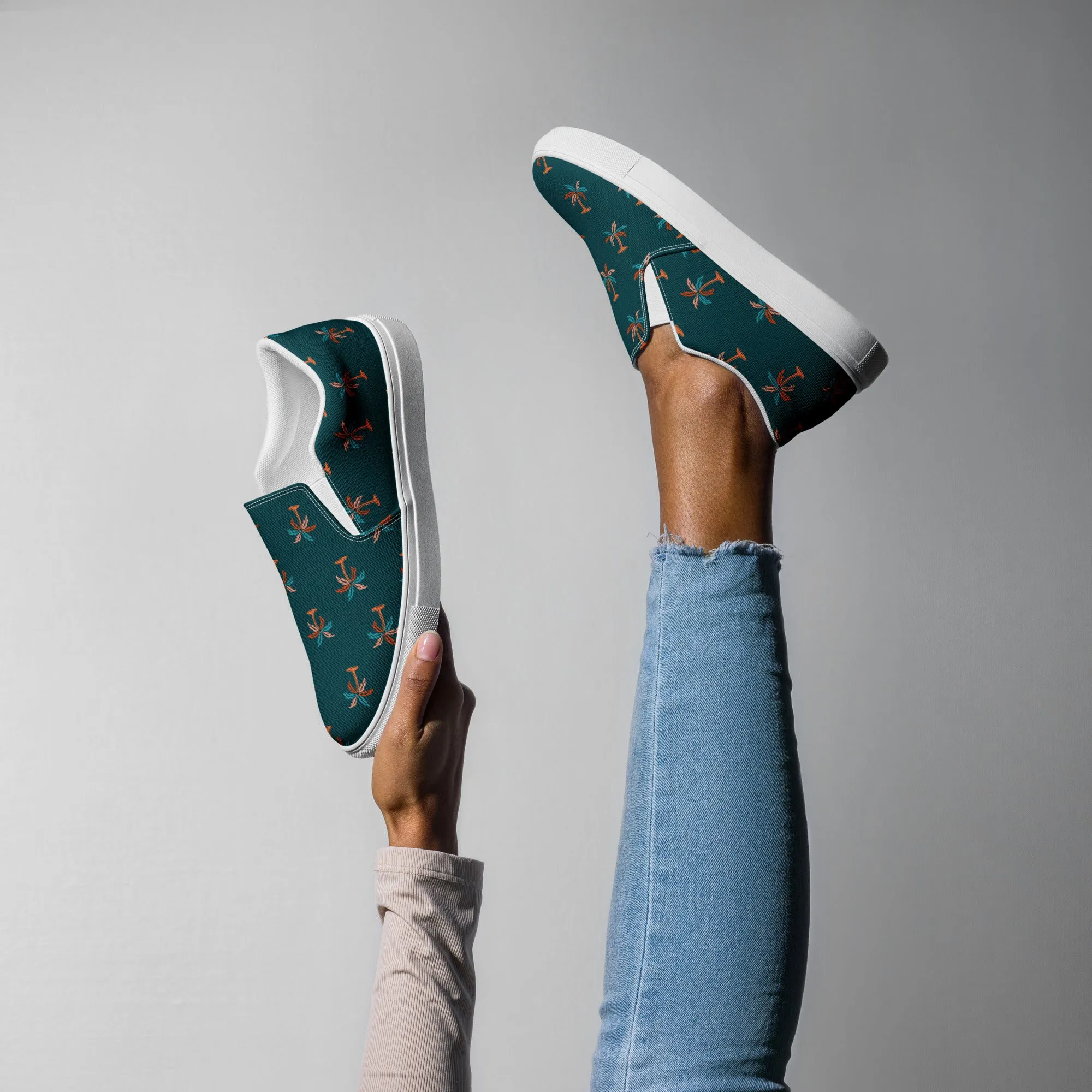 Women’s slip-on canvas shoes with Palm Trees Design, Women's casual summer shoes