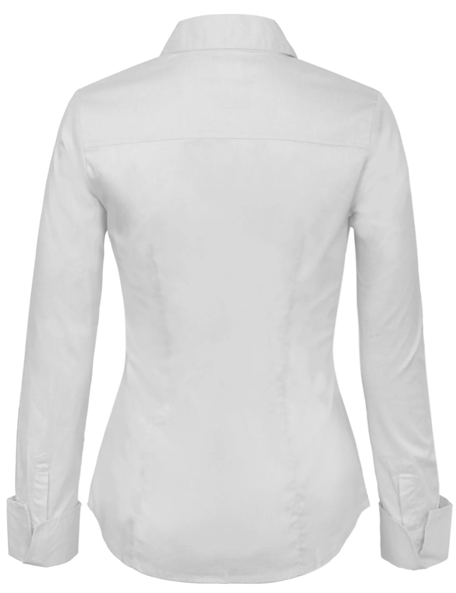 Women's Solid Long Sleeve Button Down Office Blouse Dress Shirt (S-3X)
