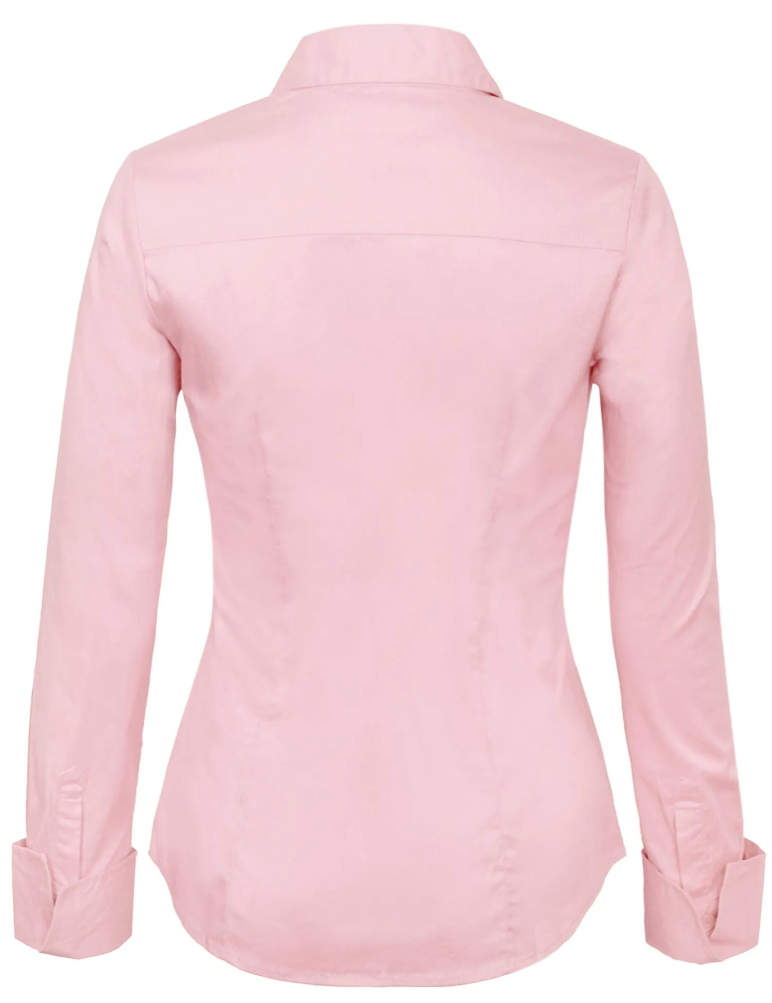 Women's Solid Long Sleeve Button Down Office Blouse Dress Shirt (S-3X)