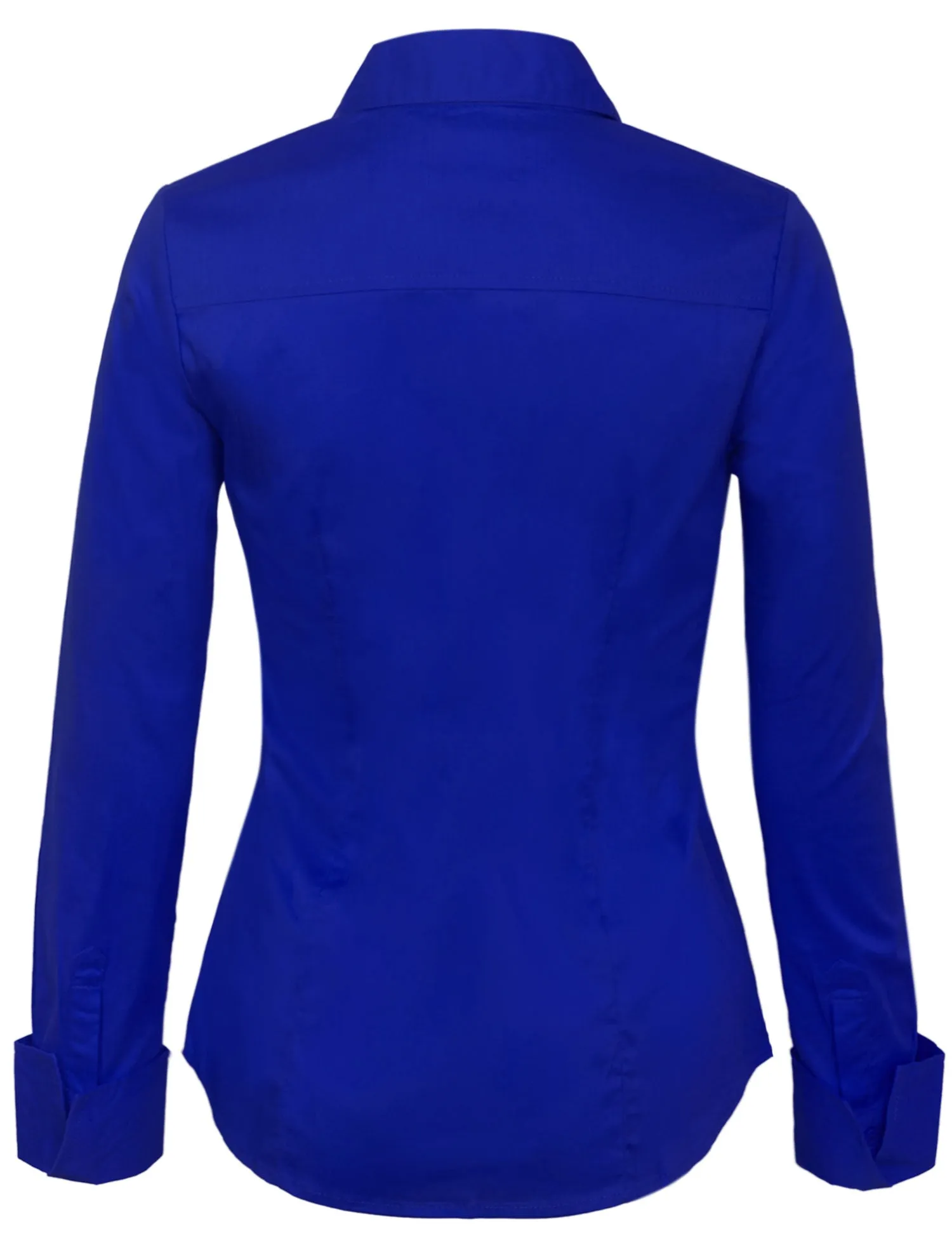 Women's Solid Long Sleeve Button Down Office Blouse Dress Shirt (S-3X)