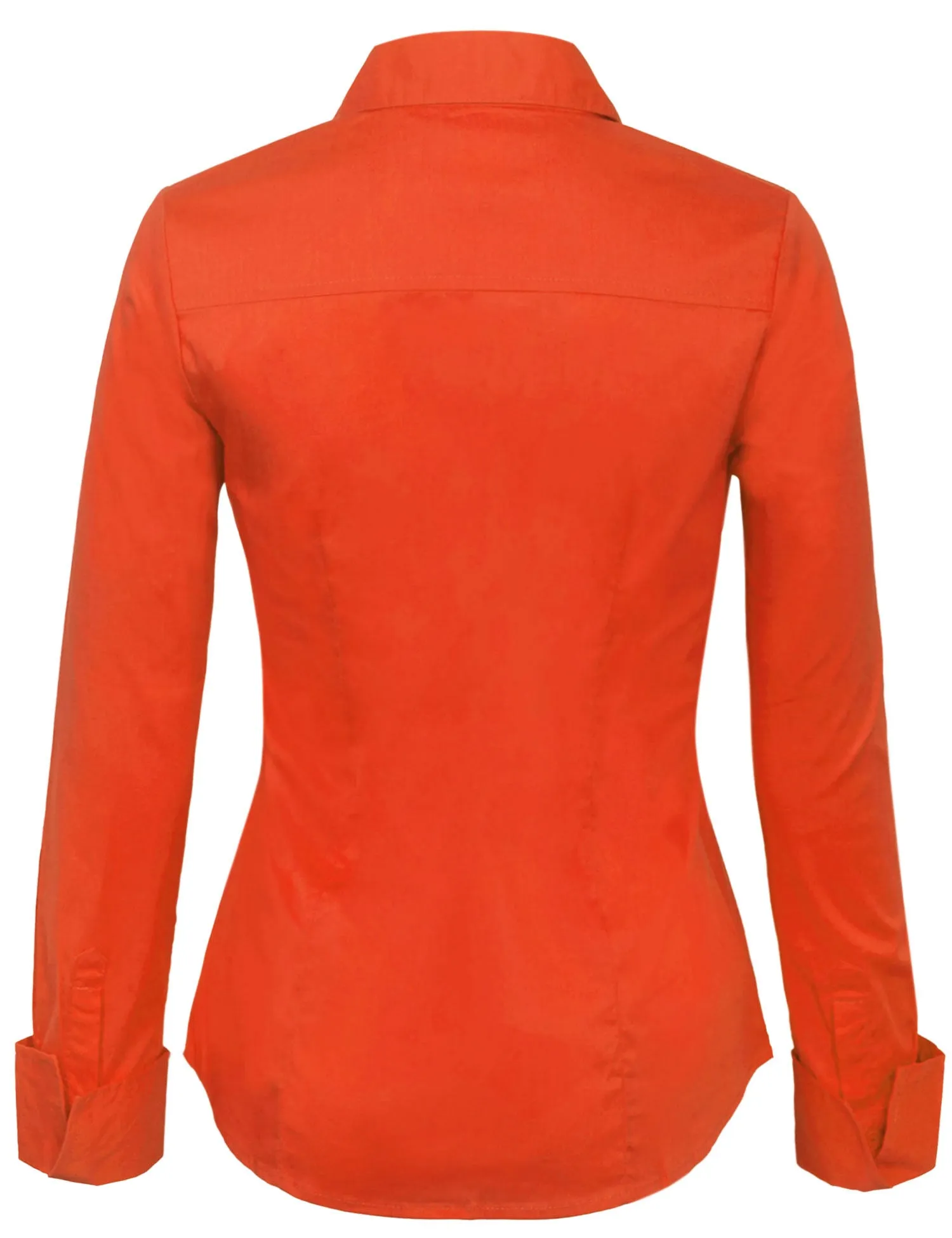 Women's Solid Long Sleeve Button Down Office Blouse Dress Shirt (S-3X)