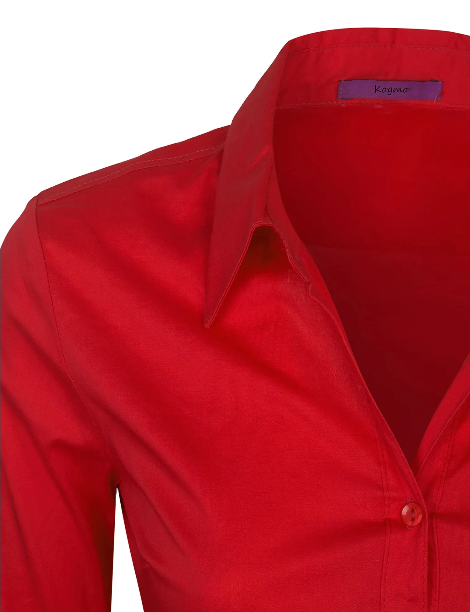 Women's Solid Long Sleeve Button Down Office Blouse Dress Shirt (S-3X)