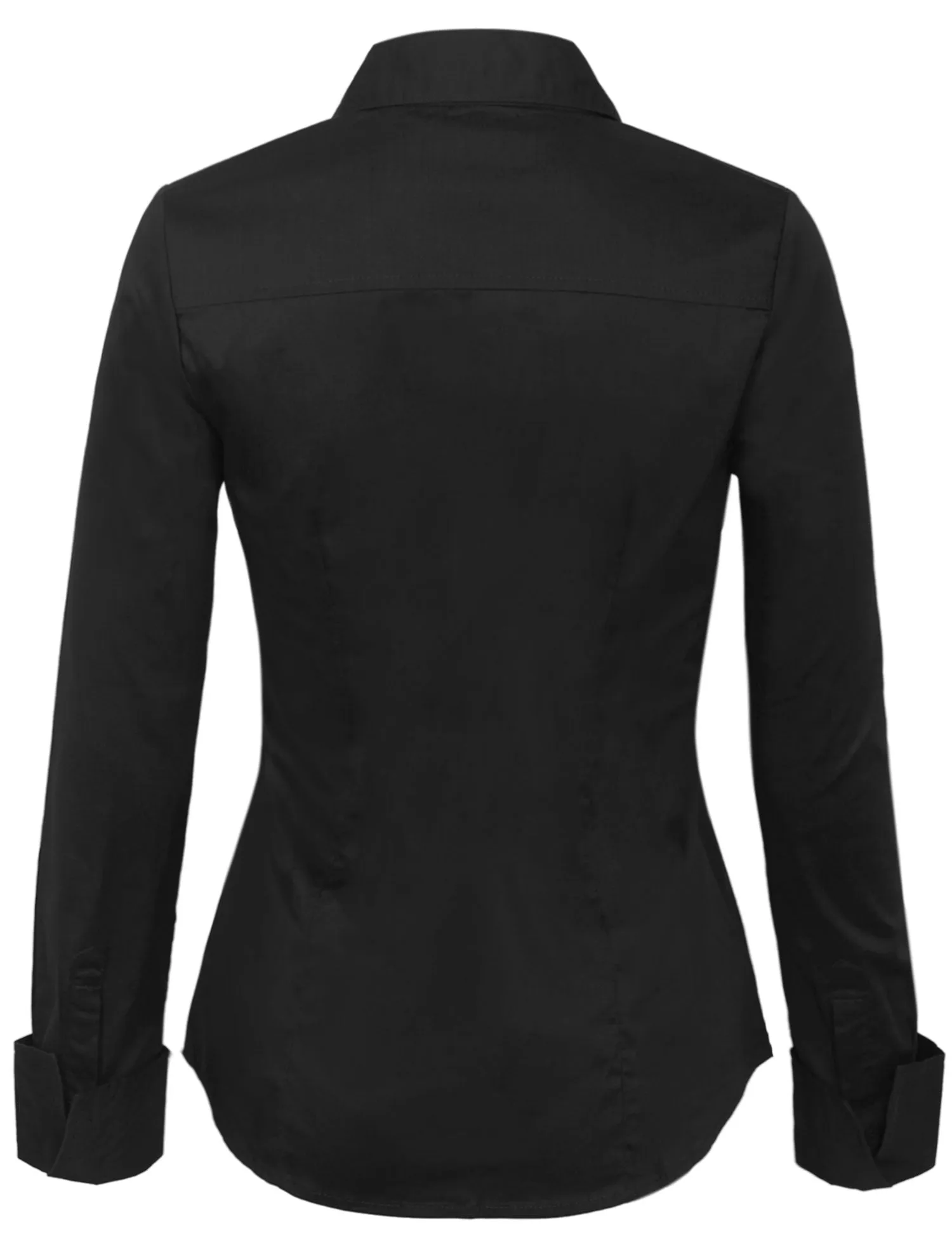 Women's Solid Long Sleeve Button Down Office Blouse Dress Shirt (S-3X)