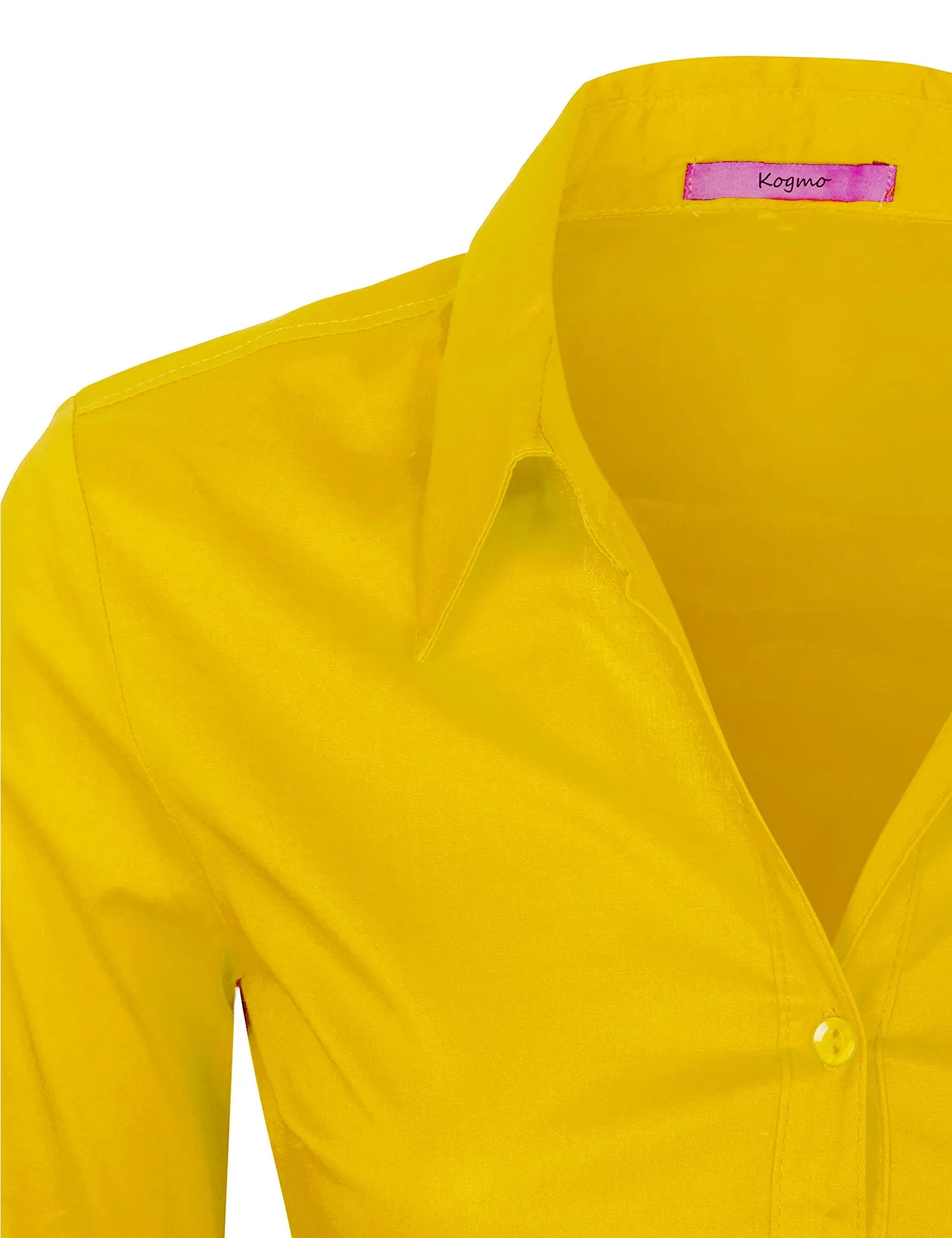 Women's Solid Long Sleeve Button Down Office Blouse Dress Shirt (S-3X)