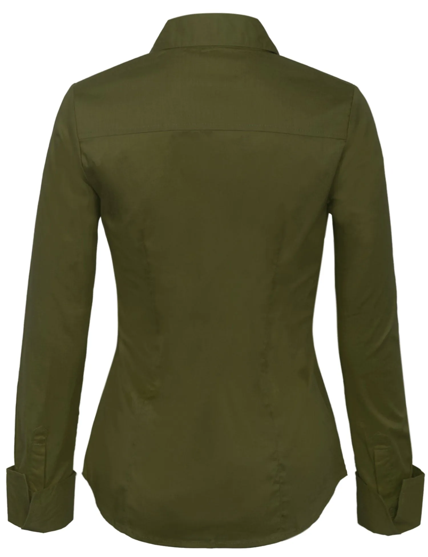 Women's Solid Long Sleeve Button Down Office Blouse Dress Shirt (S-3X)