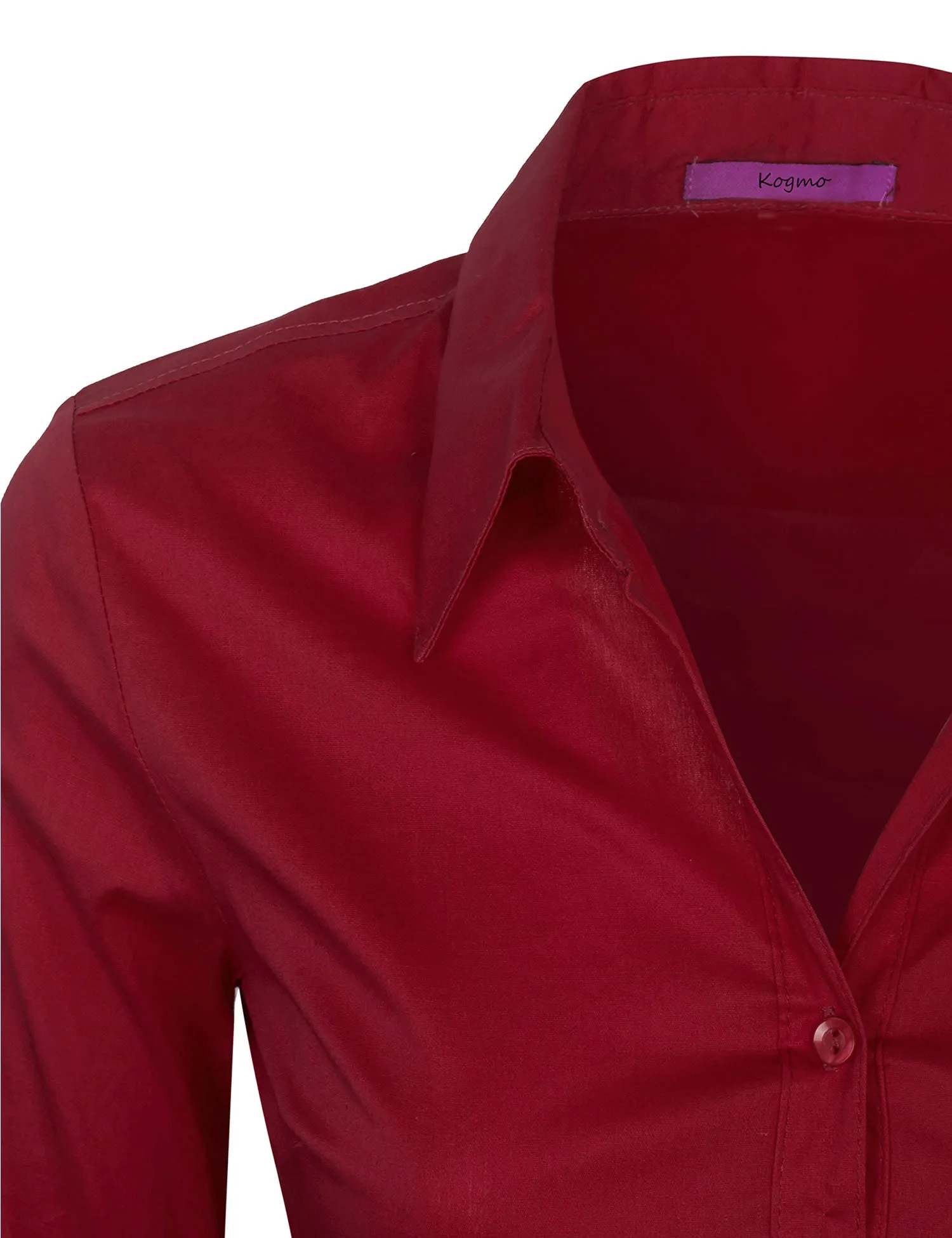 Women's Solid Long Sleeve Button Down Office Blouse Dress Shirt (S-3X)