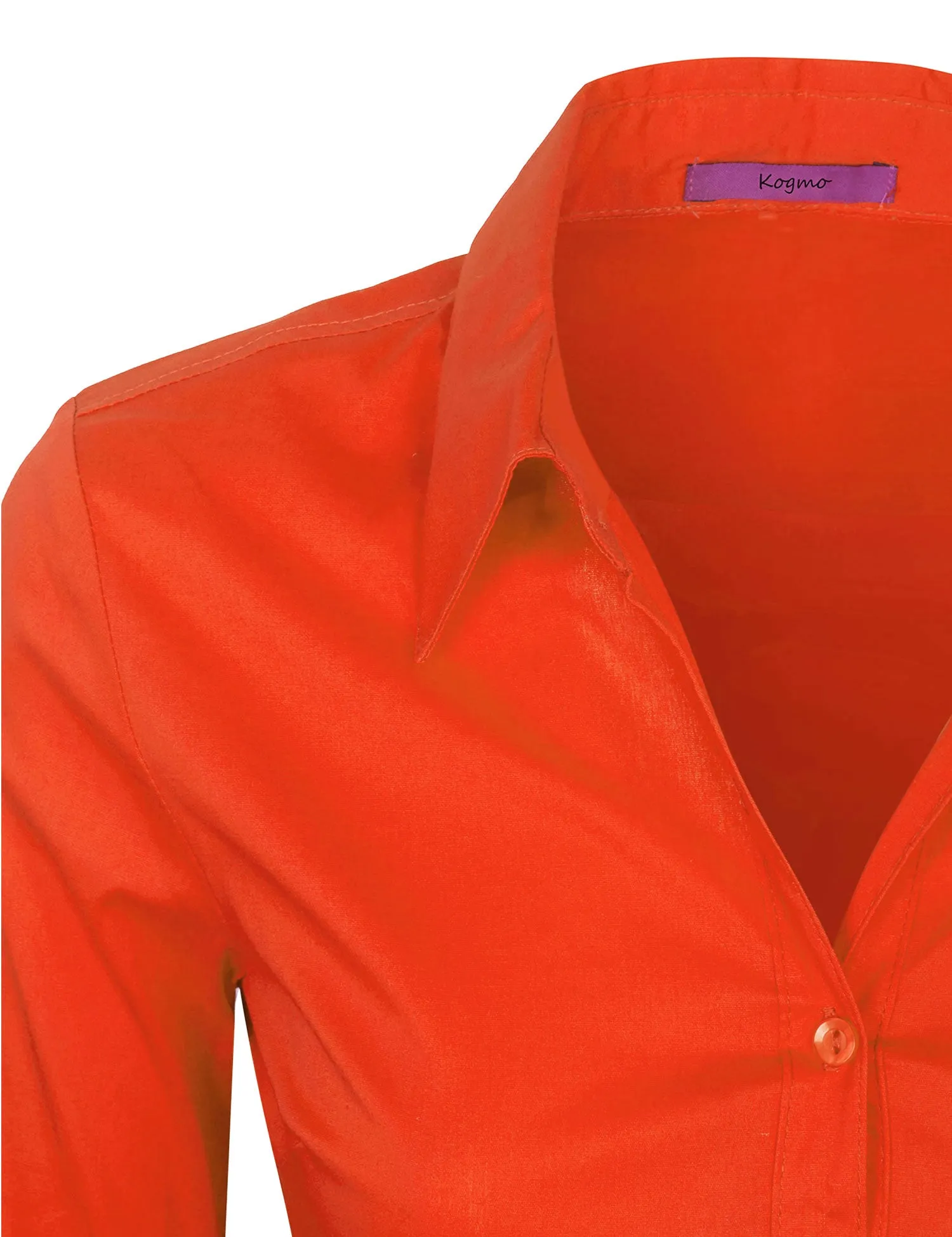 Women's Solid Long Sleeve Button Down Office Blouse Dress Shirt (S-3X)