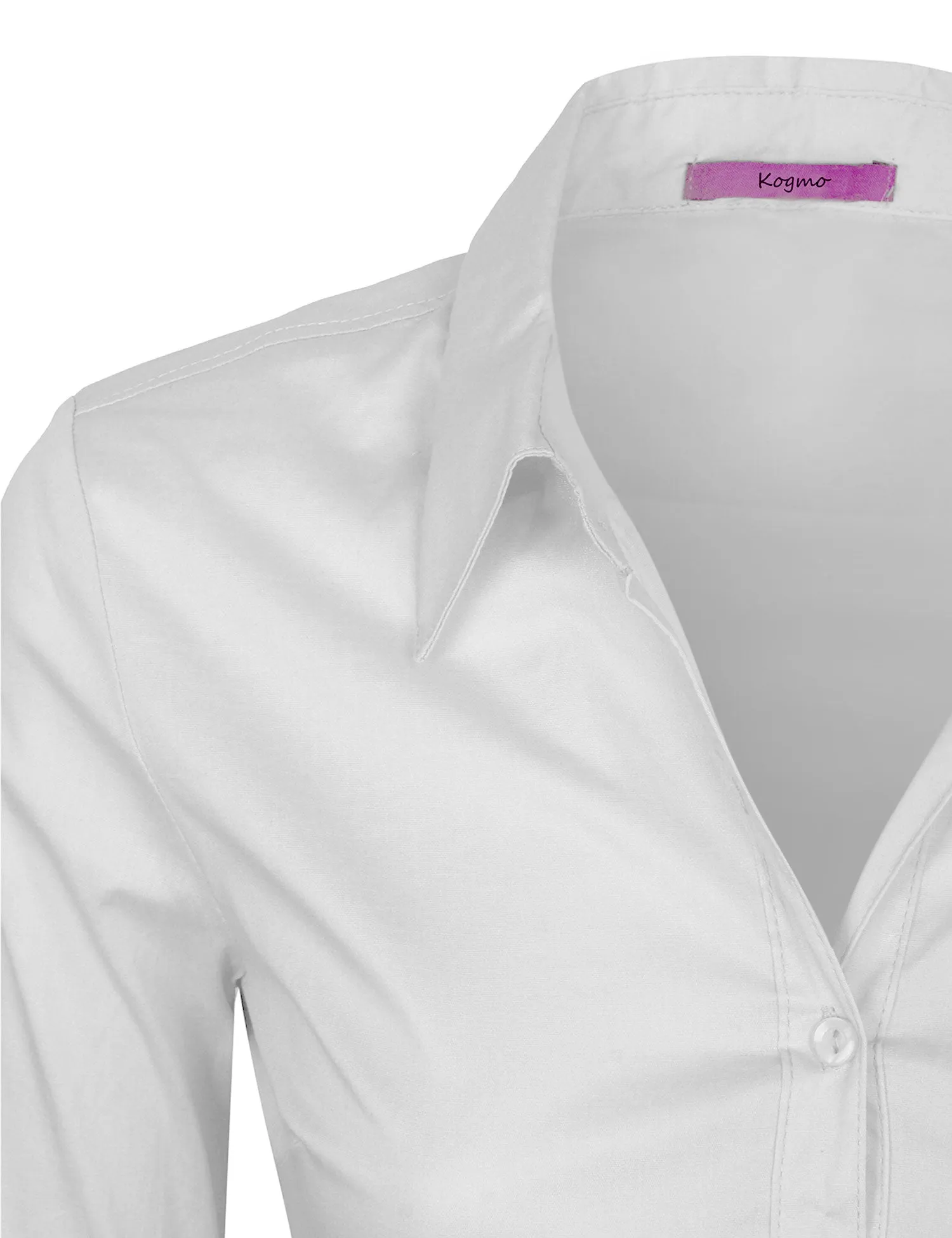 Women's Solid Long Sleeve Button Down Office Blouse Dress Shirt (S-3X)