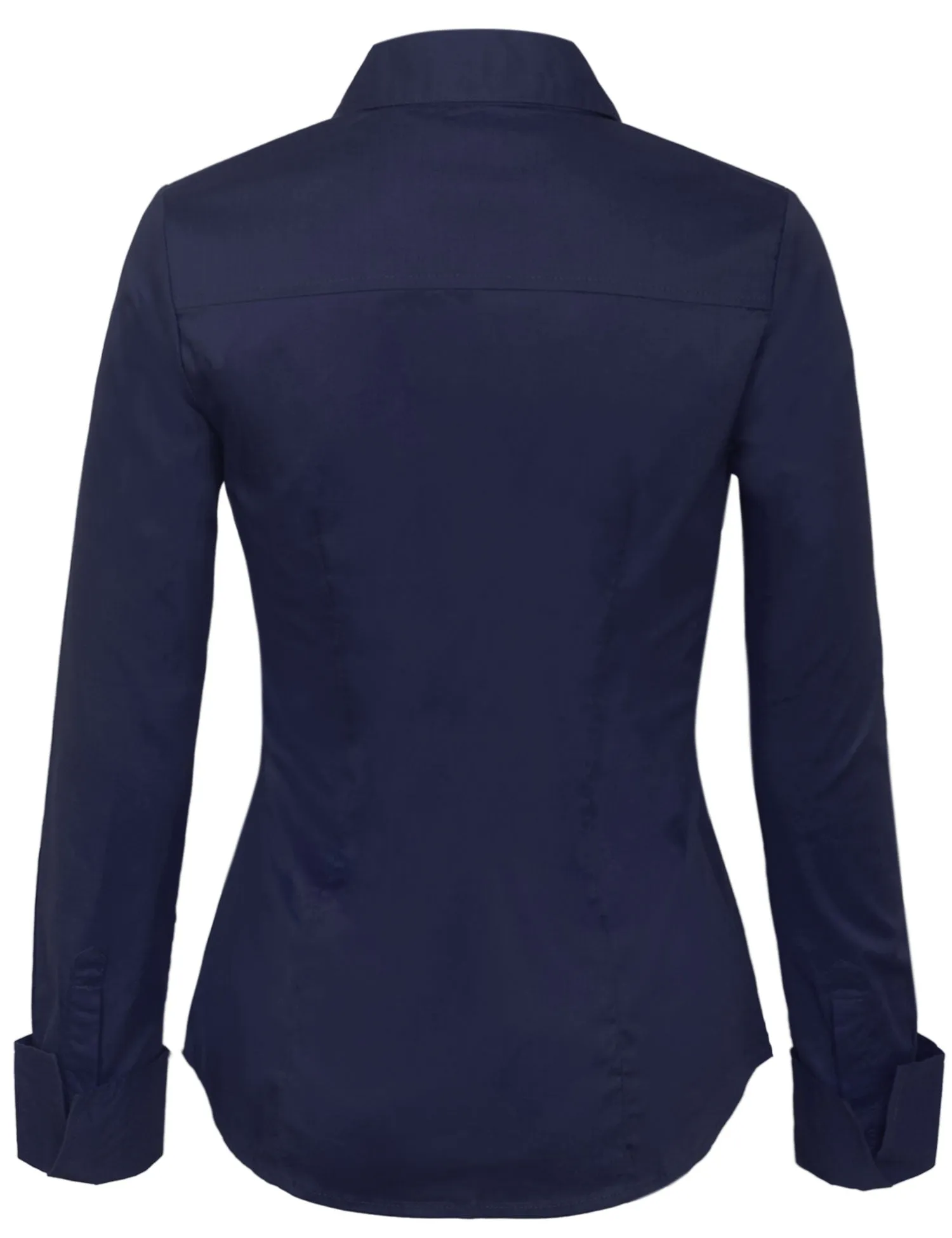 Women's Solid Long Sleeve Button Down Office Blouse Dress Shirt (S-3X)