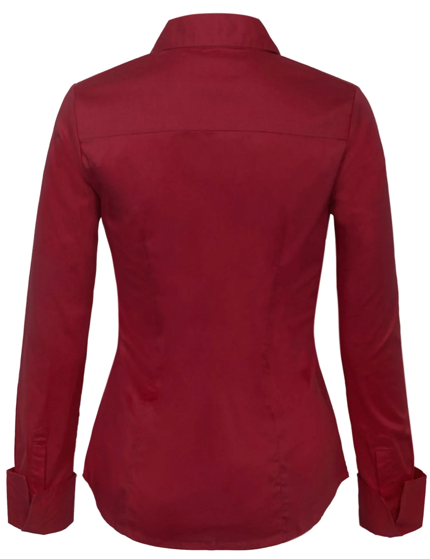 Women's Solid Long Sleeve Button Down Office Blouse Dress Shirt (S-3X)