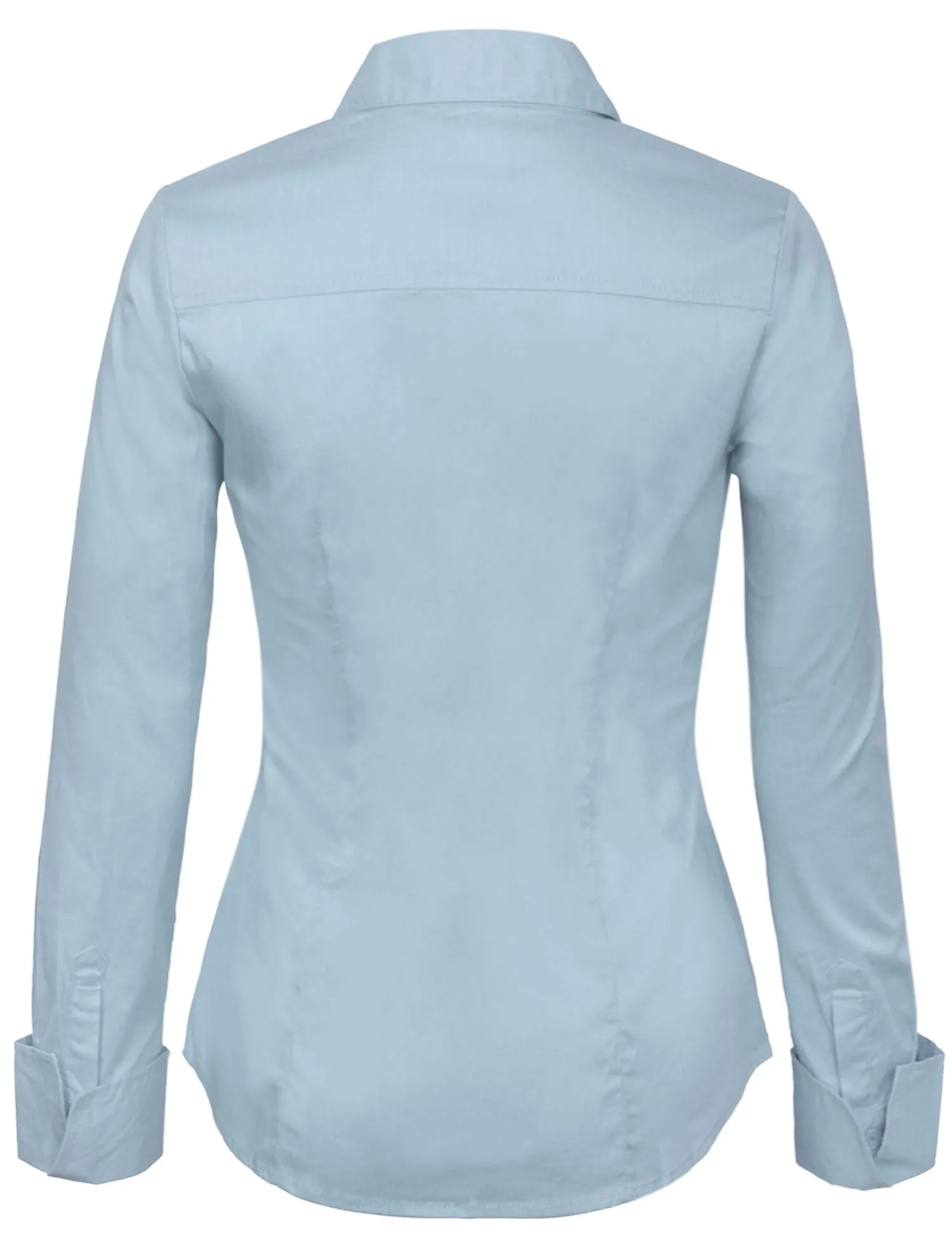Women's Solid Long Sleeve Button Down Office Blouse Dress Shirt (S-3X)
