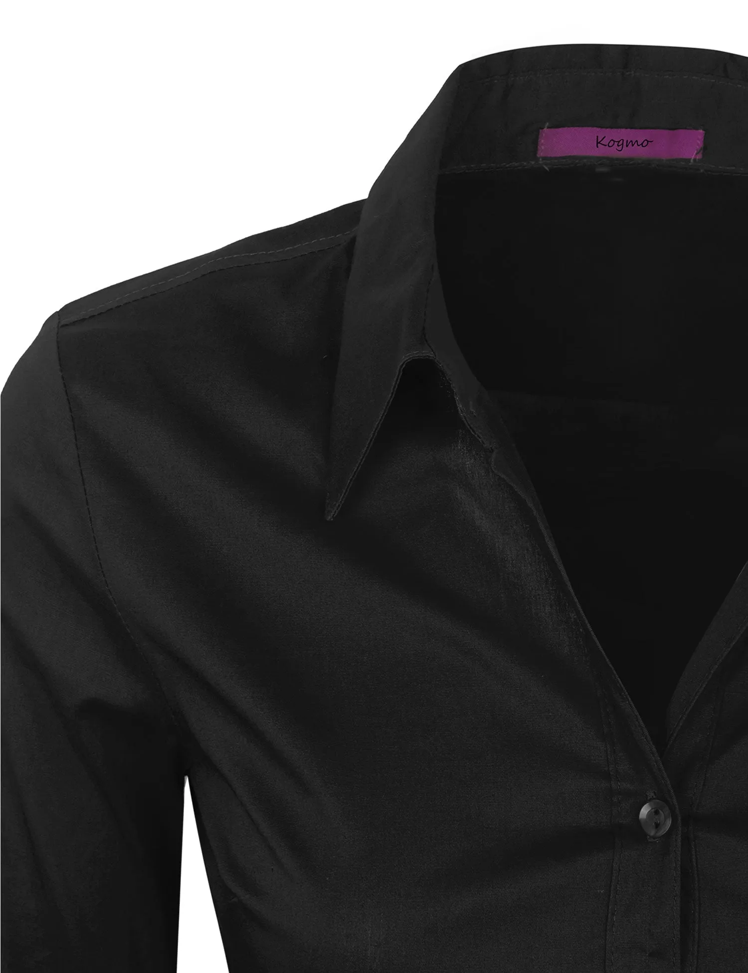 Women's Solid Long Sleeve Button Down Office Blouse Dress Shirt (S-3X)