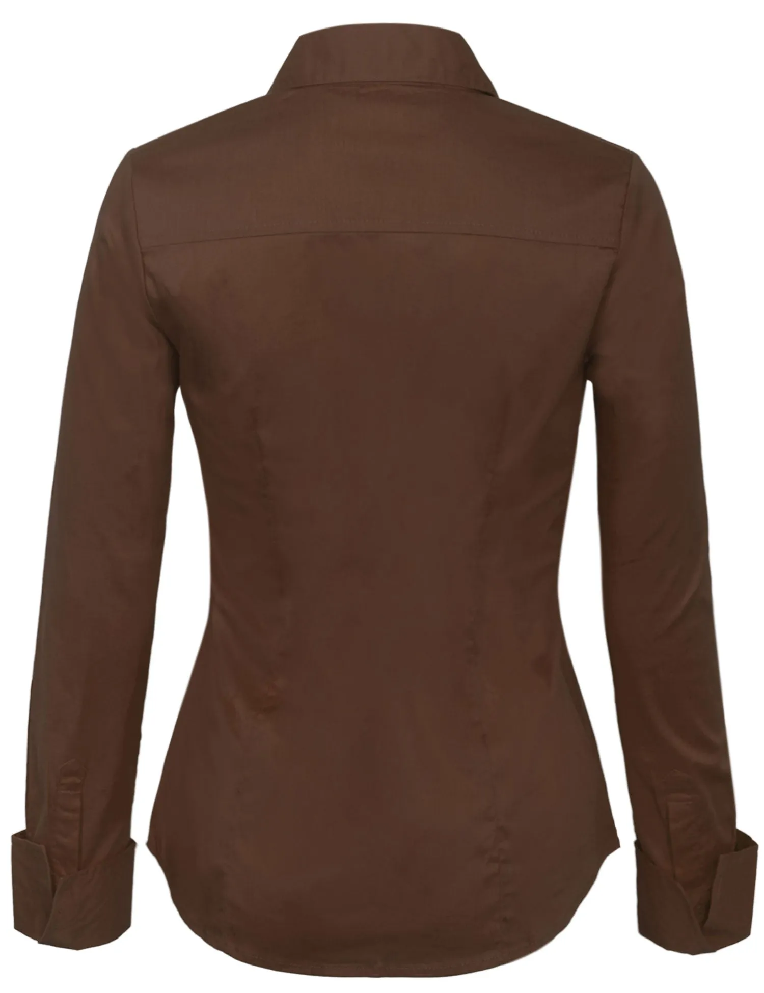 Women's Solid Long Sleeve Button Down Office Blouse Dress Shirt (S-3X)