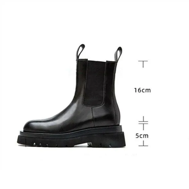 Women's Square Heel Lolita Boots – Luxury Designer Chelsea Ankle Boots with Round Toe, Low Heel for Spring & Autumn Fashion