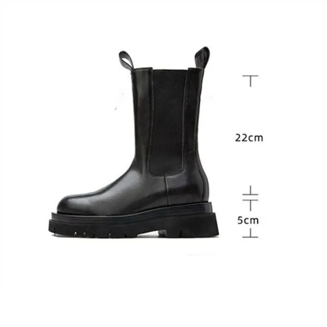 Women's Square Heel Lolita Boots – Luxury Designer Chelsea Ankle Boots with Round Toe, Low Heel for Spring & Autumn Fashion